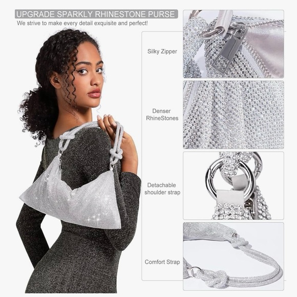 Silver Rhinestone Handbag - Picture 3 of 9
